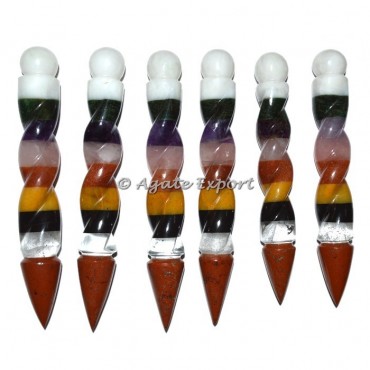 Spiral Bonded Seven Chakra Healing Wands