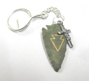 Agate Arrowheads Keyring With Engraved Symbol