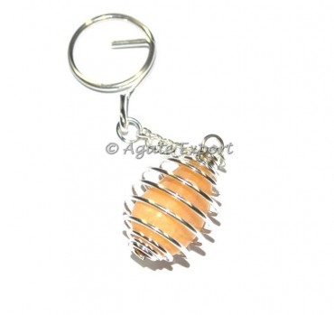 Golden Quartz Tumbled Cage Keychains