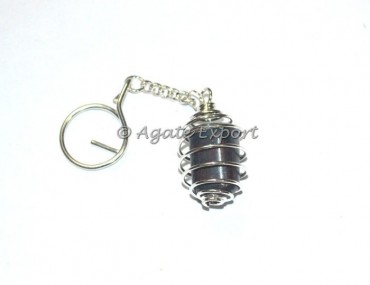 Ruby Stone Tumbled Keyring