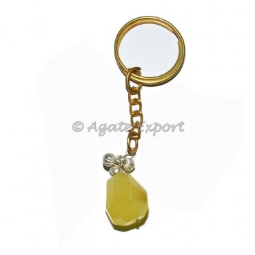 Yellow Onyx Faceted Tumbled Keyring