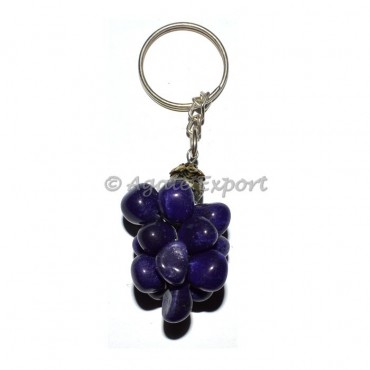 Blue Dyed Tumbled Grap Keychain