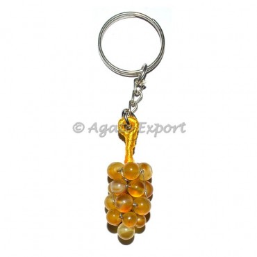 Yellow Onyx Round Grap Keychain