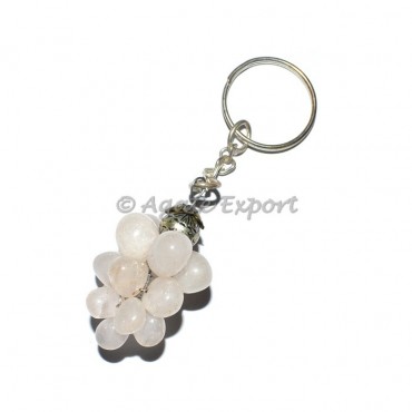 Rose Quartz Tumbled Grape Keychain