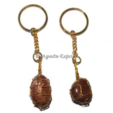 Red Jasper Tumbled Wrap Keychain