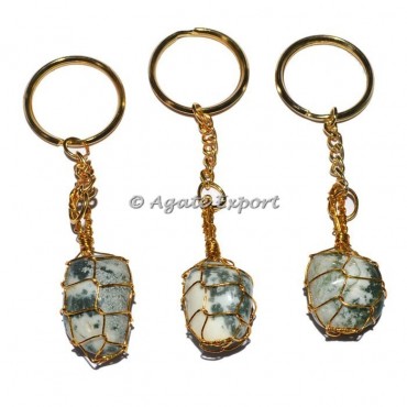Tree Agate Tumbled Wrap Keychain