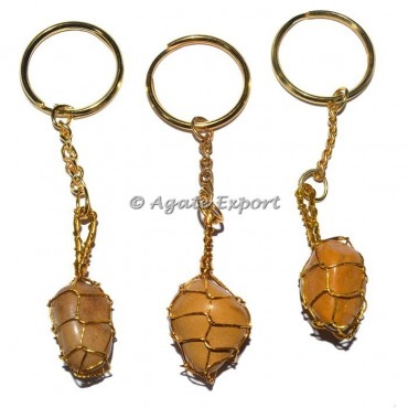 Yellow Jasper Tumbled Wrap Keychain