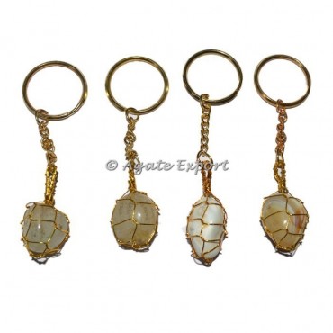 Banded Agate Tumbled Wrap Key Chain