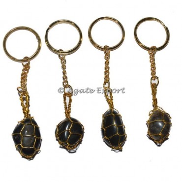 Black Agate Tumbled Wrap Keychain