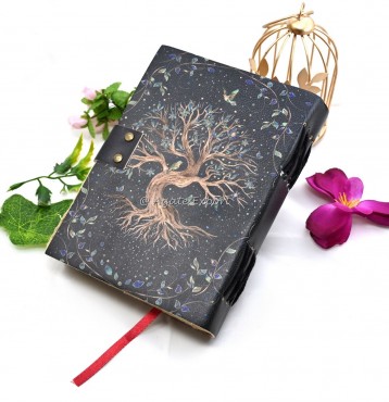 Tree of Life Leather Journal with Vintage Lock