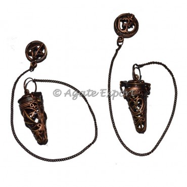 Pentagram and om Cage Copper Pendulums
