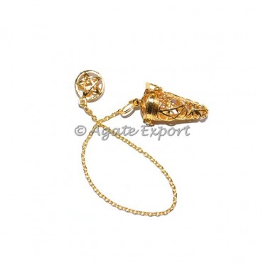 Pentagram Gold Brass Cage Pendulums