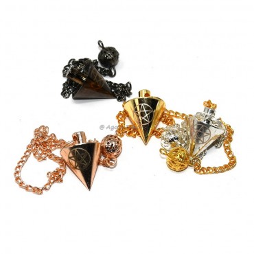 Mini Drop Engraved Pentagram Metal Pendulum