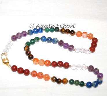 Seven Chakra Round Beads Necklace