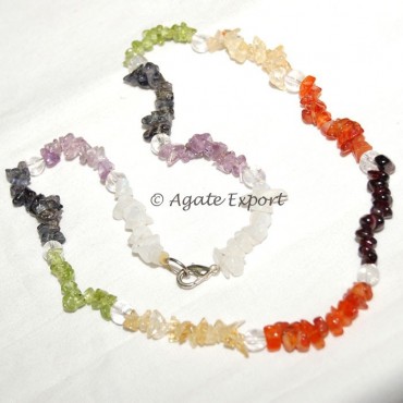 Seven Chakra Chips with Golden Hook Necklace