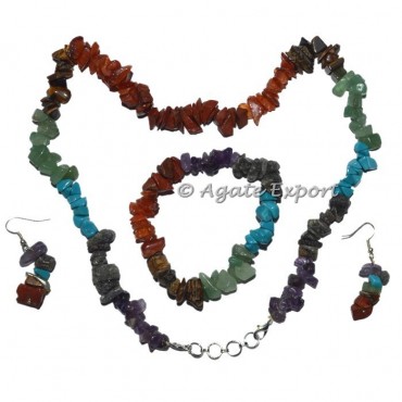 7 Chakra Chips Necklace Set with Lapis Stone