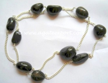 Black Onyx Tumble Stone Necklace With Chain