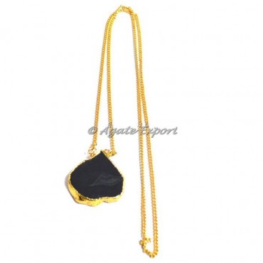 Black Agate Slice Necklace