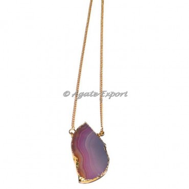 Pink Agate Slice Necklace