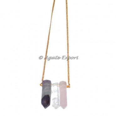 Crystal Rose Amethyst Crystals Point Necklace