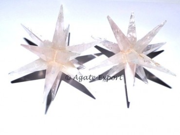 Rose Quartz 12 Points Merkaba Star