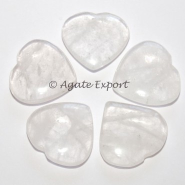 Crystal Quartz Heart Cabachons