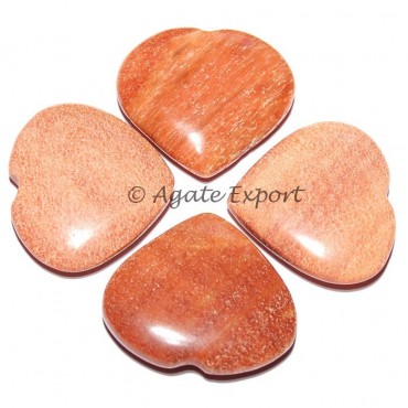 Peach Aventurine Heart Cabachons