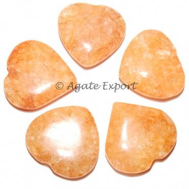 Golden Quartz Heart Cabachons