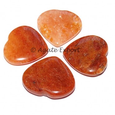 Orange Aventurine Heart Cabachons