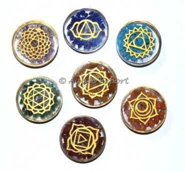 Engraved Orgone Energy Chakra Disc Set