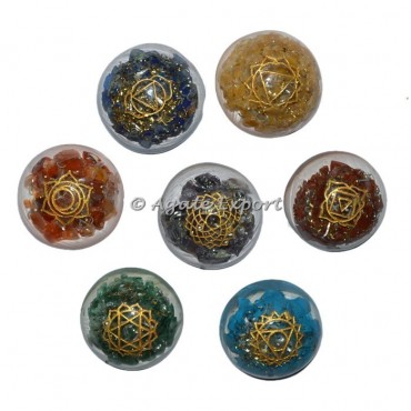 Orgone Dome Engraved Chakra Set
