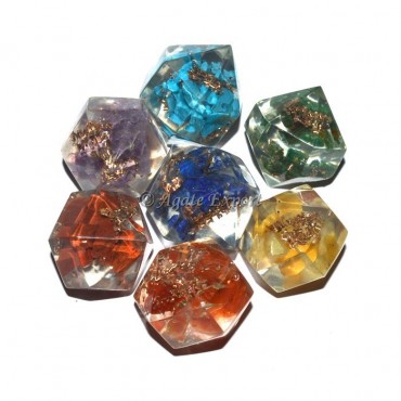 Orgone Double Terminated Pyramids Chakra set