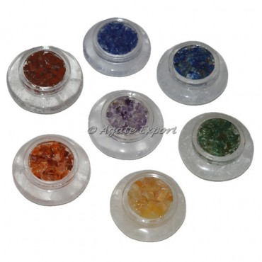 Crystal Quartz With Orgone Chakra Pendants Set