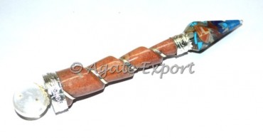 Peach Aventurine with Orgone Pendulum Wands