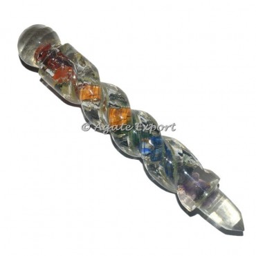 Orgone Twisted chakra Layer Wands