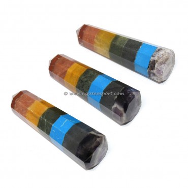 Bonded 7 Chakra Faceted Obelisk Crystals Point