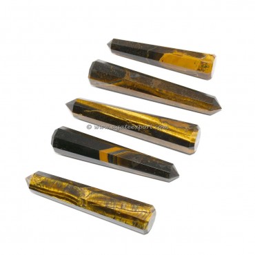 Tiger Eye Faceted Obelisk Crystals Point
