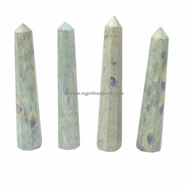 Ruby Fuchsite Faceted Obelisk Crystals Point