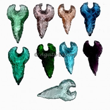 Moon Shape Colorful Obsidian Arrowheads