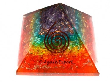 Seven Chakra Stone Orgone Pyramids