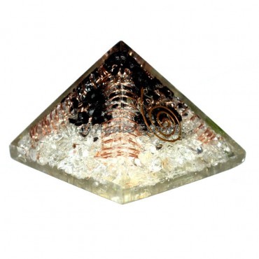 Crystal Quartz-Black Tourmaline Orgone Pyramid