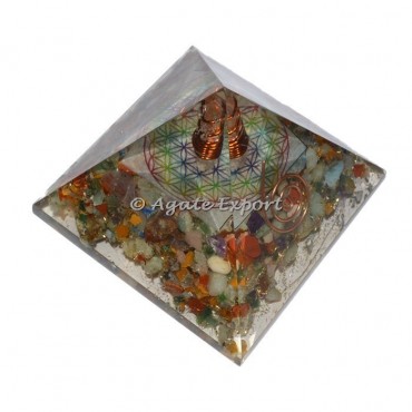 Chakra Chips with Flower of life Orgone Pyramids