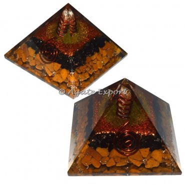 Yellow Jasper and Tourmaline Orgone Pyramids