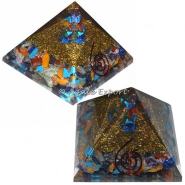 Chakra Chips with Chakra Point Orgone Pyramids