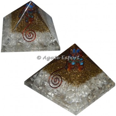 Crystal Quartz with Chakra Point Orgone Pyramids