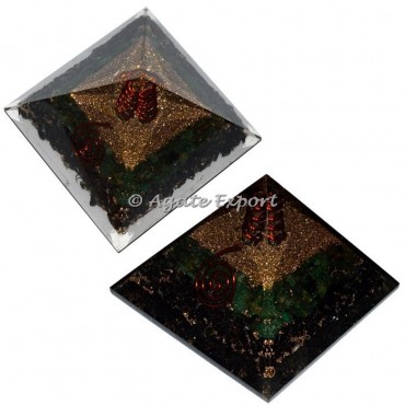 Tourmaline and Green Jade Orgone Pyramids