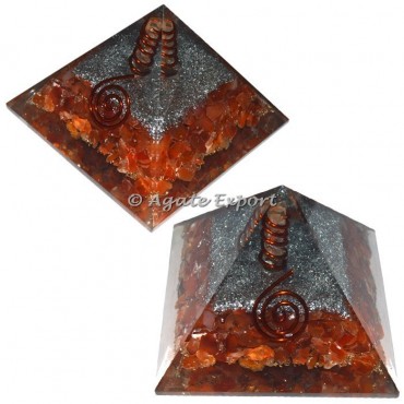 Carnelian Orgone Pyramids with Crystal Point