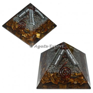 Tiger eye small Pyramids with Crystal Point