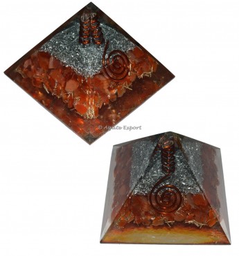 Carnelian Small Orgone pyramids with crystal Point