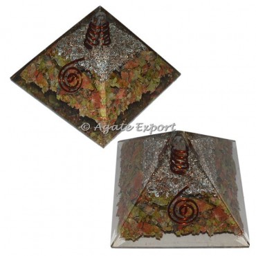 Unakite Small Pyramids with Crystal Point